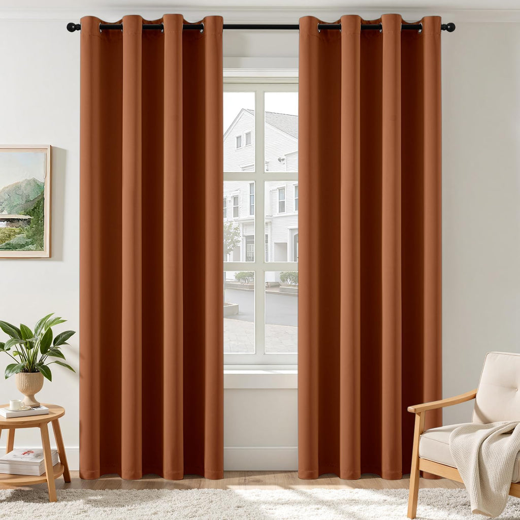 MIULEE Olive Blackout Bedroom Curtains Drapes 84 Inch Long 52"x84"