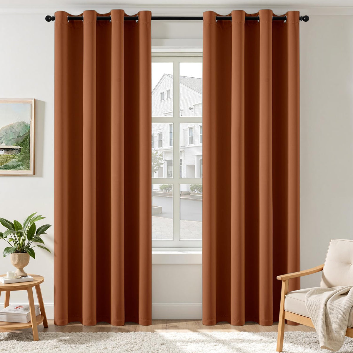 MIULEE Olive Blackout Bedroom Curtains Drapes 84 Inch Long 52"x84"