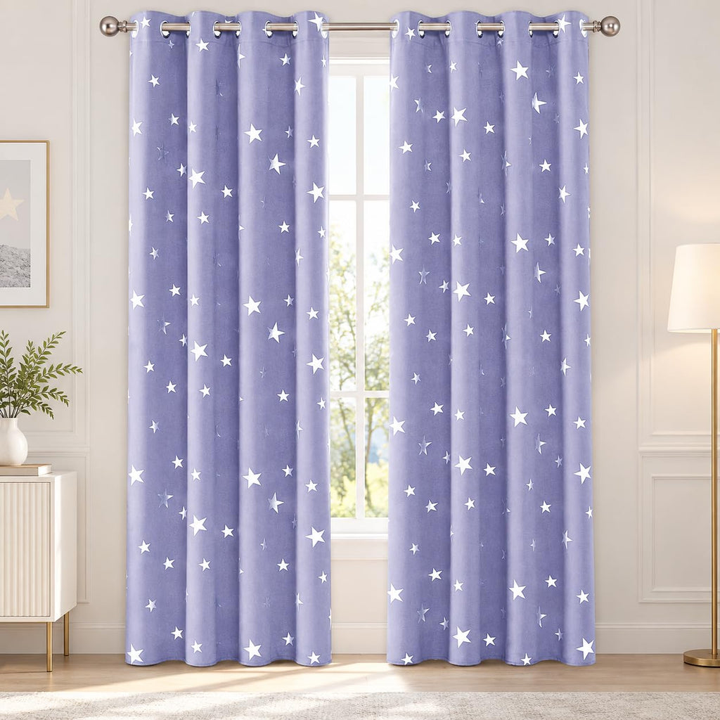 Deconovo Curtains for Living Room, Pattern Blackout Curtains 84 Inches Long