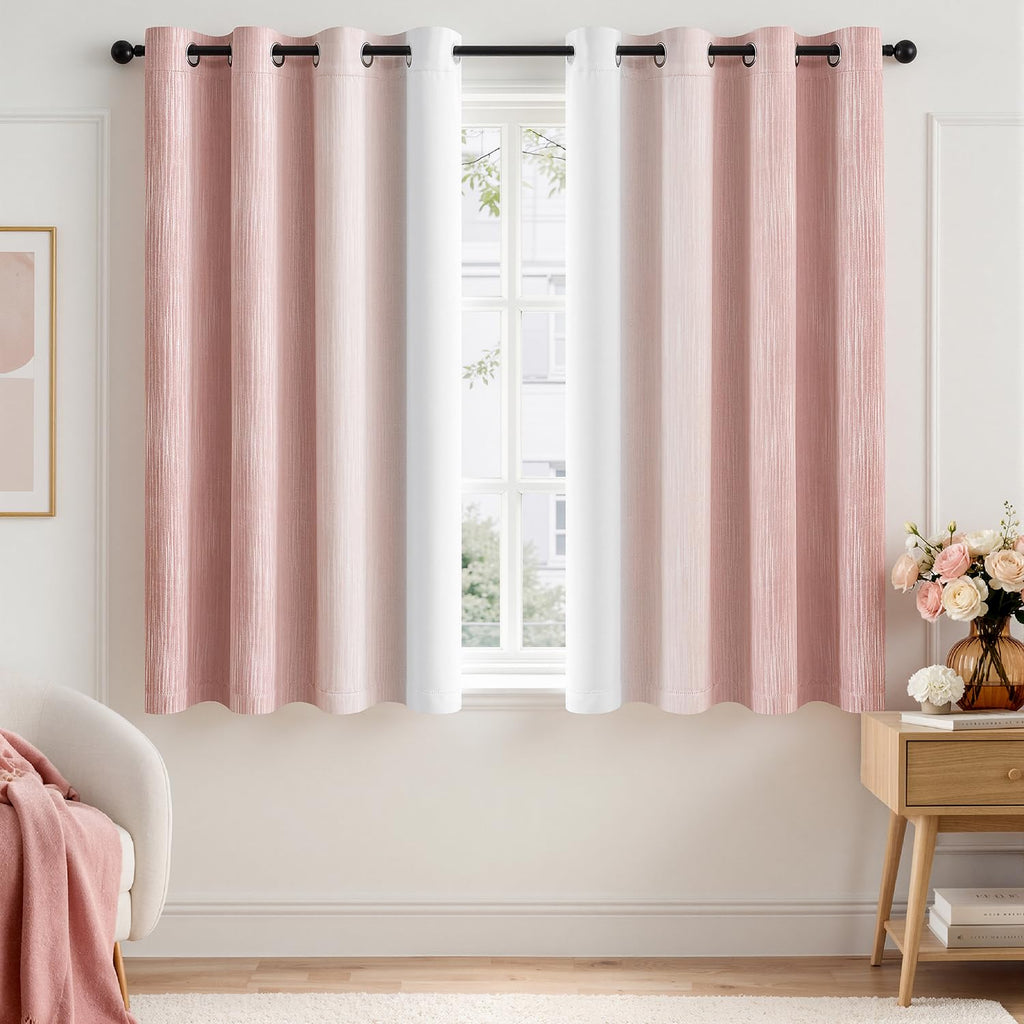 MIULEE Navy Blue and Greyish White Ombre Blackout Curtains 52Wx84L Set of 2