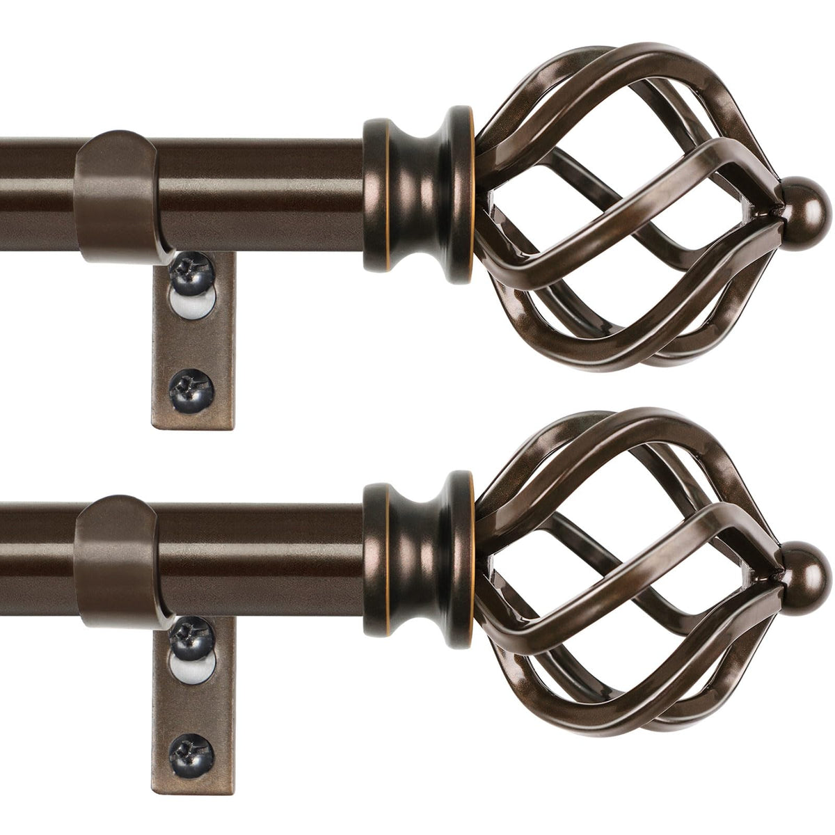 KAMANINA Silver Curtain Rod 32 to 58 Inch, Adjustable Window Treatment Rods