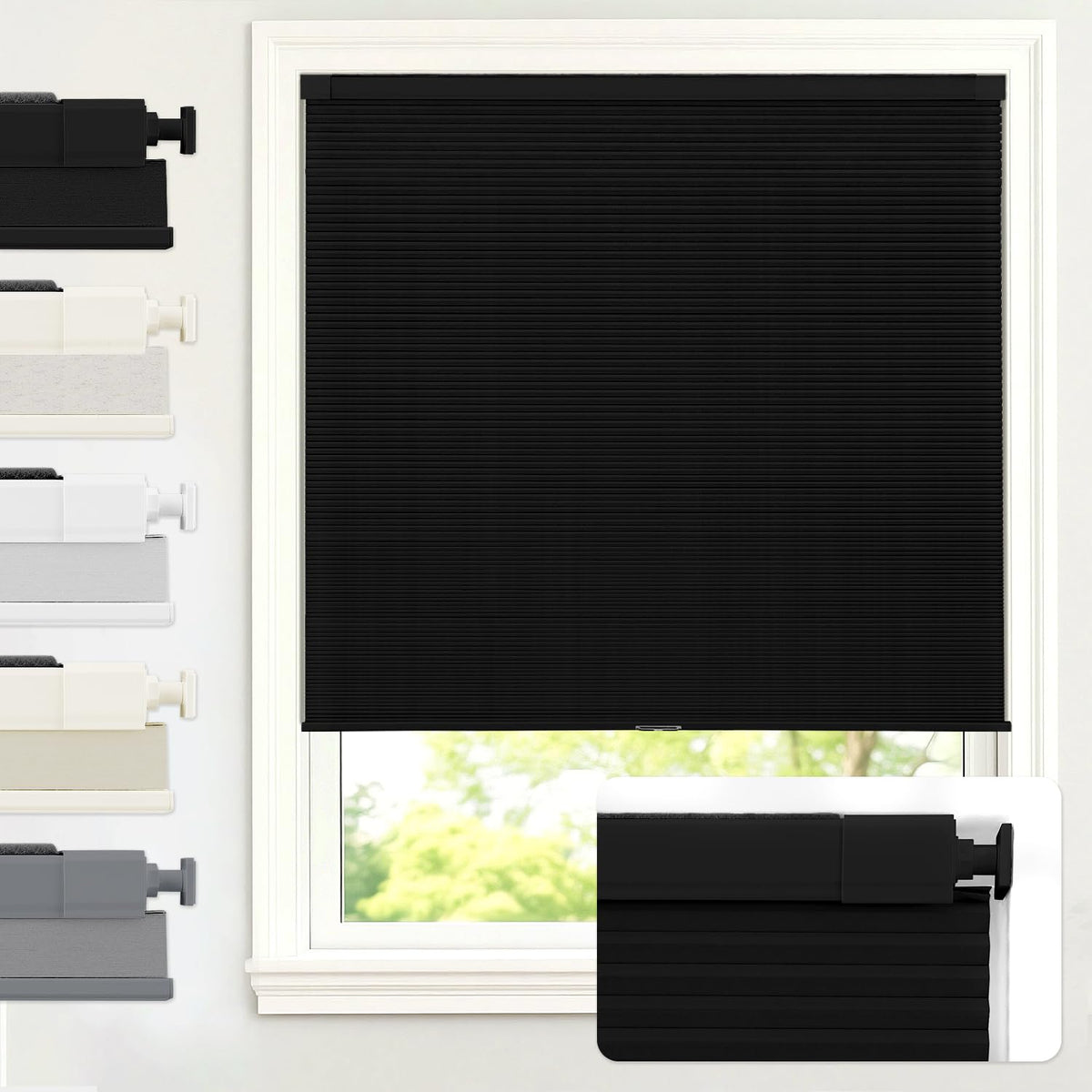 AOSKY No Drill Cordless Light Filtering Cellular Shade 34" W x 48" H White