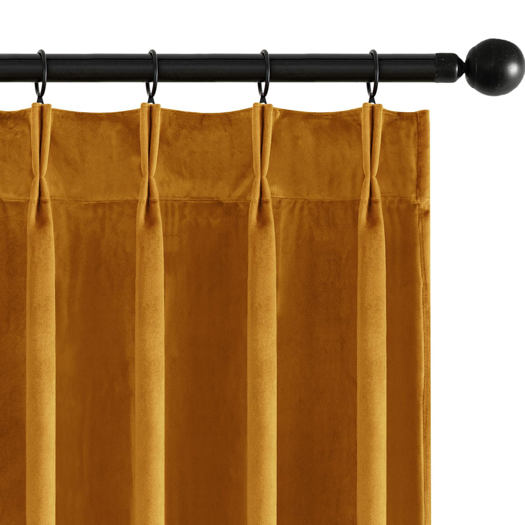 MIULEE Velvet Pinch Pleated Blackout Olive Green Curtains 40x96 Inches