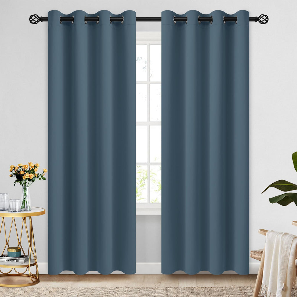 COSVIYA Grommet Blackout Room Darkening Navy Blue Curtains 84 inch Length