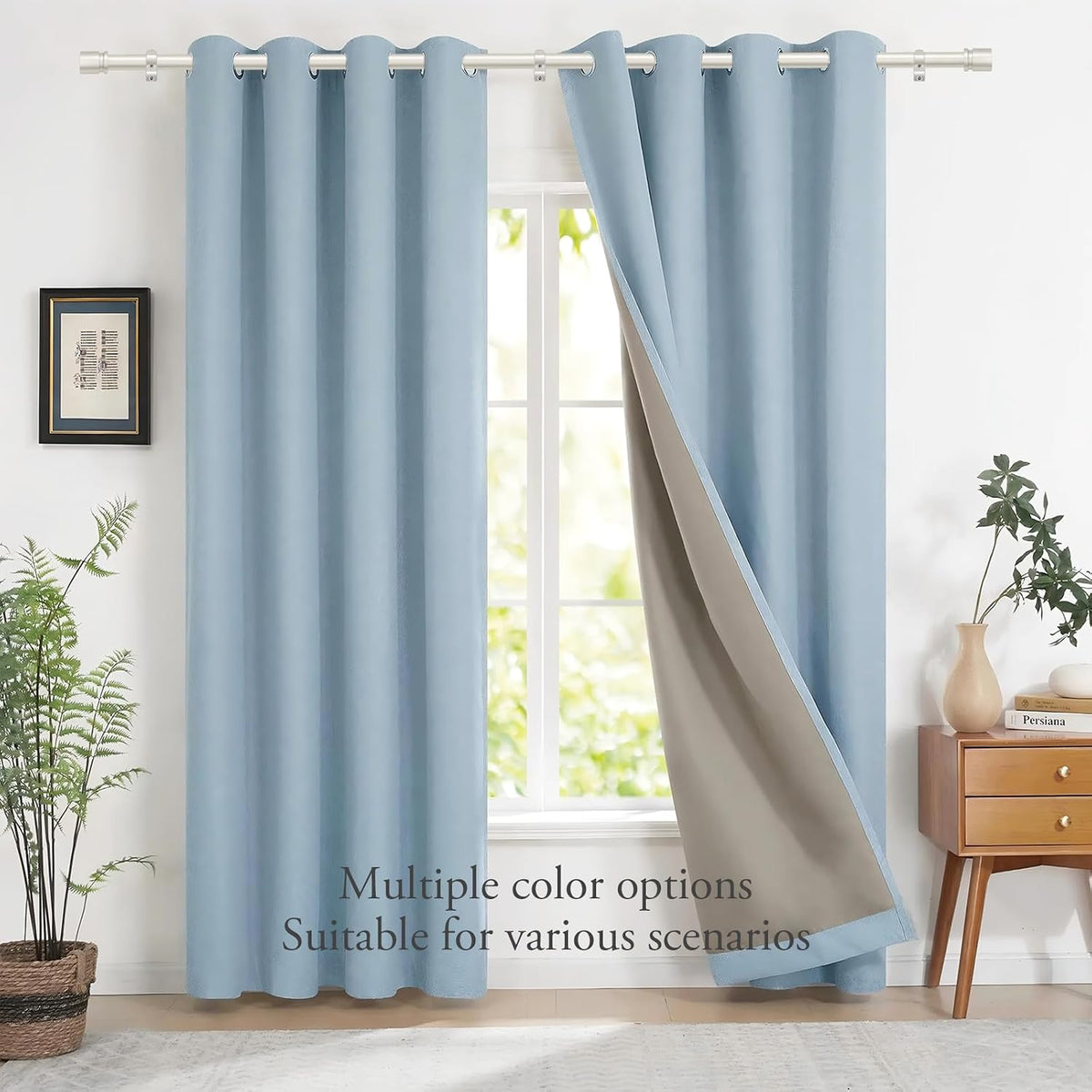 Byondeth Curtain Rods for Windows 16 to 88 Inches Adjustable Length 1 Inch Diameter Window Curtain Rod with Aluminium End Cap, Brushed Nickel
