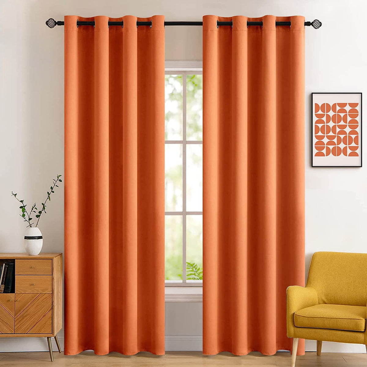 MIULEE Olive Blackout Bedroom Curtains Drapes 84 Inch Long 52"x84"