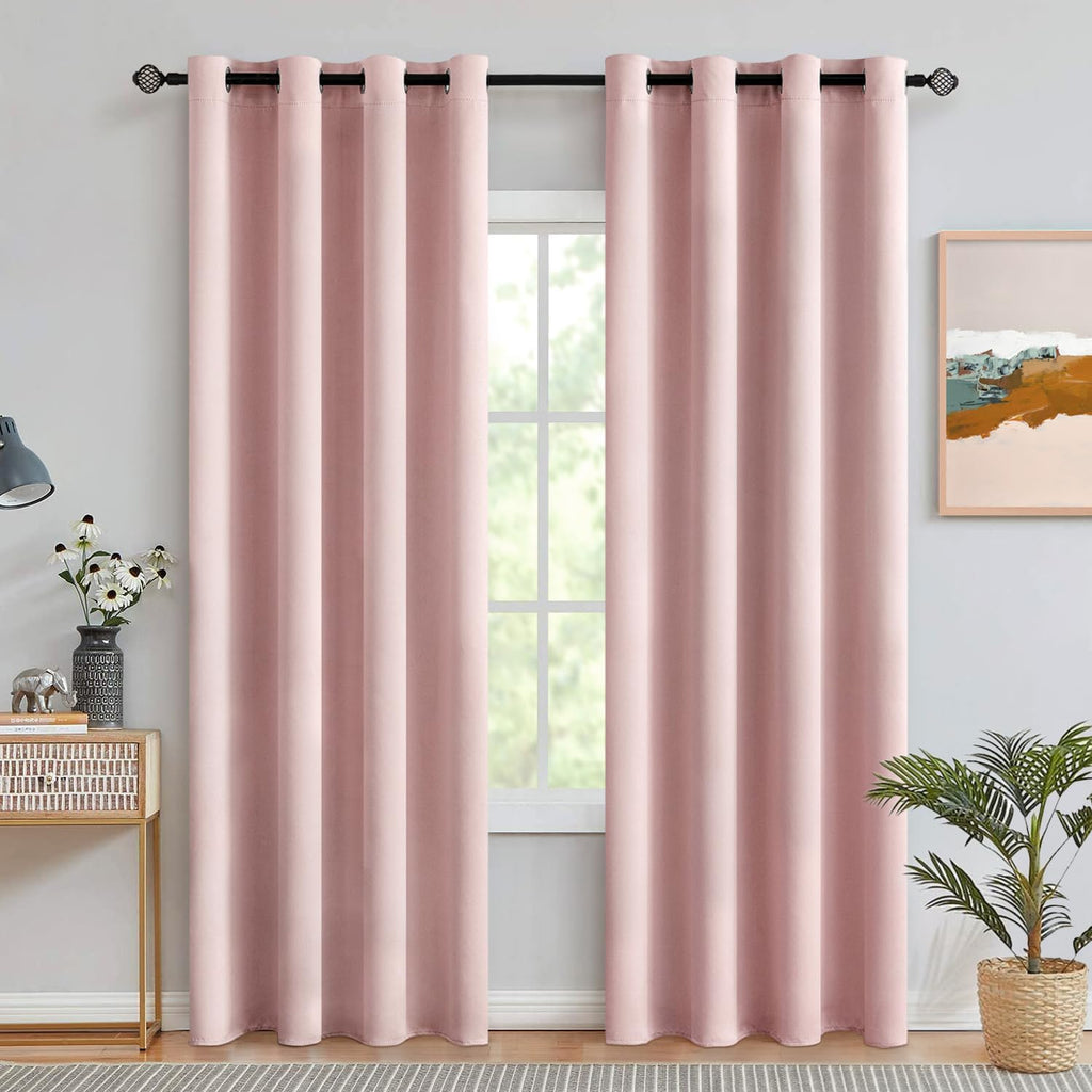 MIULEE Olive Blackout Bedroom Curtains Drapes 84 Inch Long 52"x84"