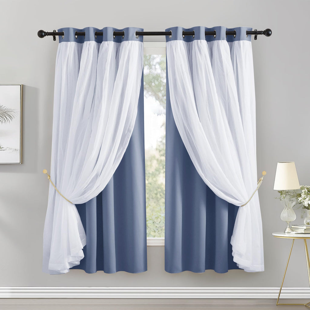 PONY DANCE Black Blackout Curtains for Bedroom, 52 W x 84 L, Set of 2