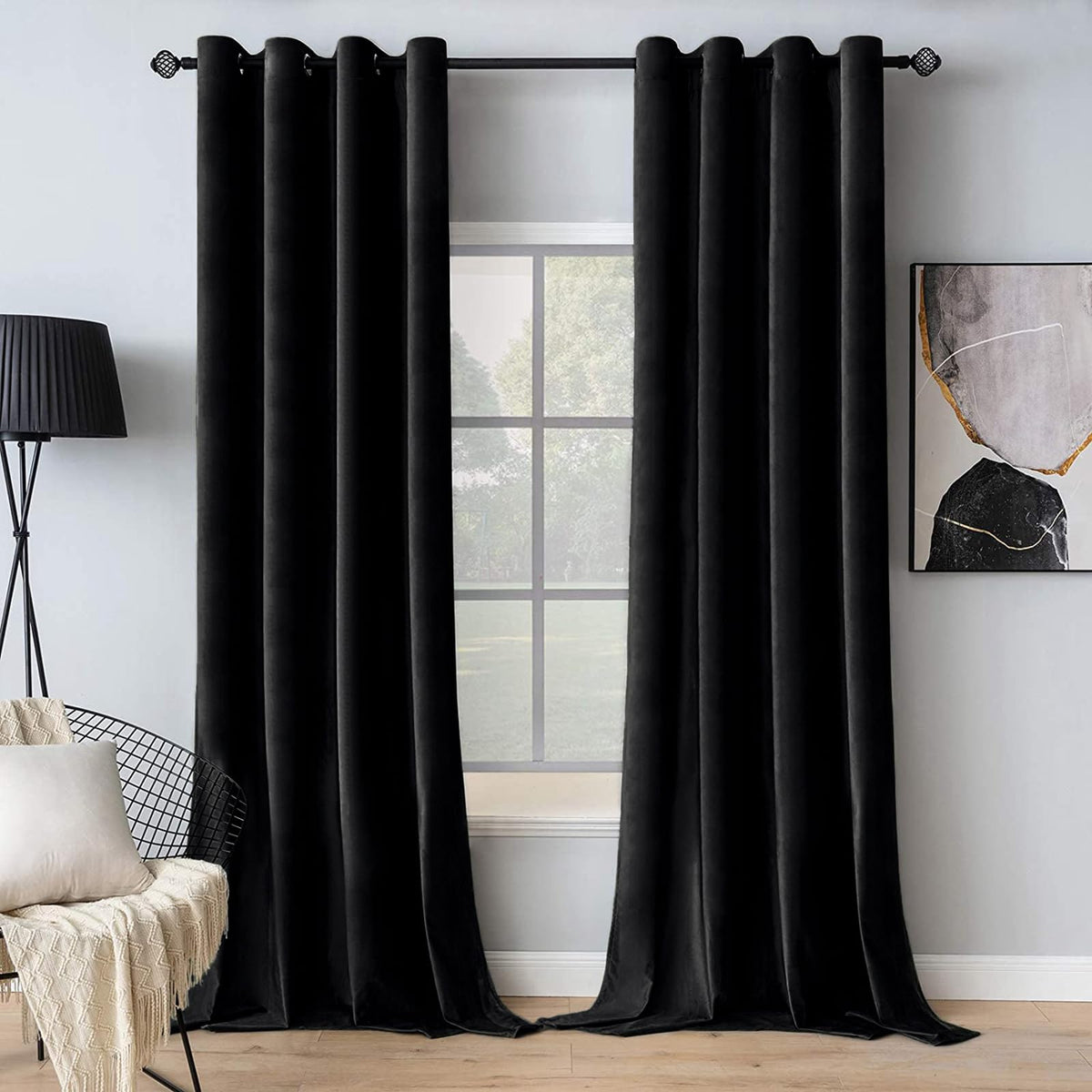 MIULEE Velvet Blackout Curtains Olive Green 52 x 96 Inch Length 2 Panels