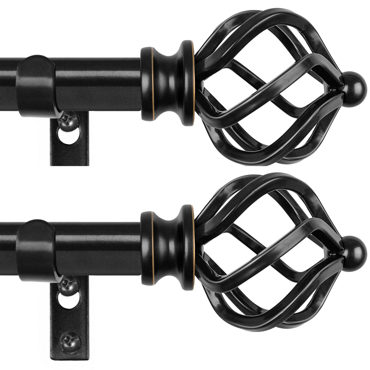 KAMANINA Silver Curtain Rod 32 to 58 Inch, Adjustable Window Treatment Rods