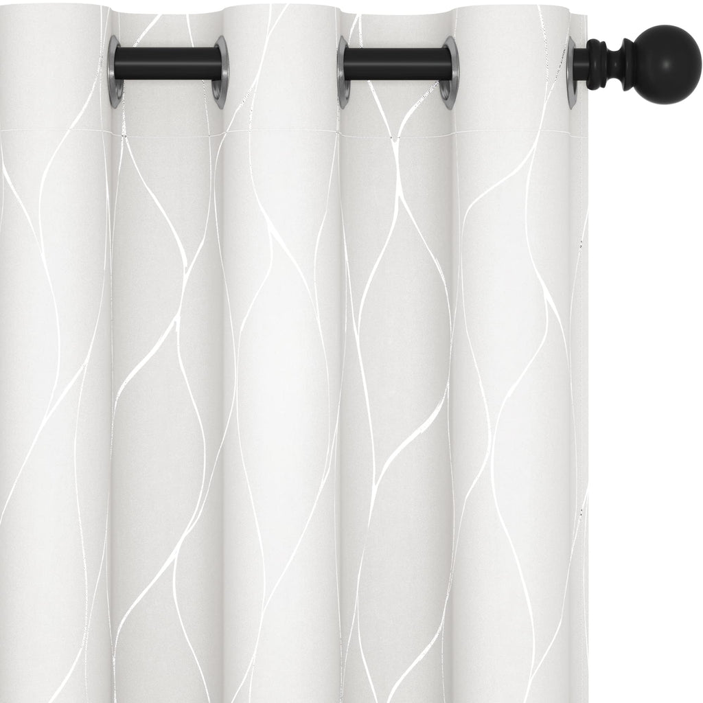 Deconovo Curtains for Living Room, Pattern Blackout Curtains 84 Inches Long