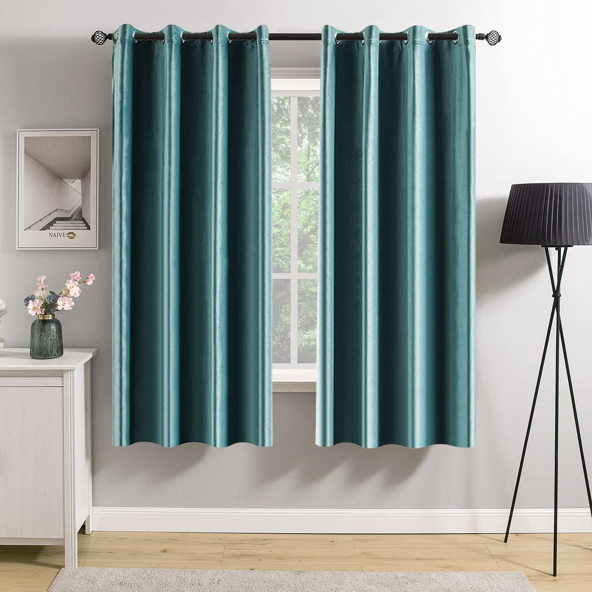 MIULEE Velvet Blackout Curtains Olive Green 52 x 96 Inch Length 2 Panels