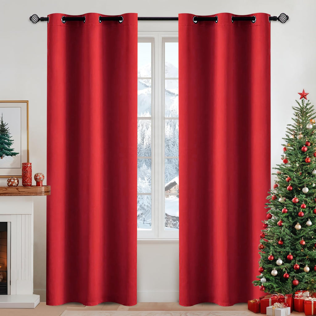 MIULEE Olive Blackout Bedroom Curtains Drapes 84 Inch Long 52"x84"