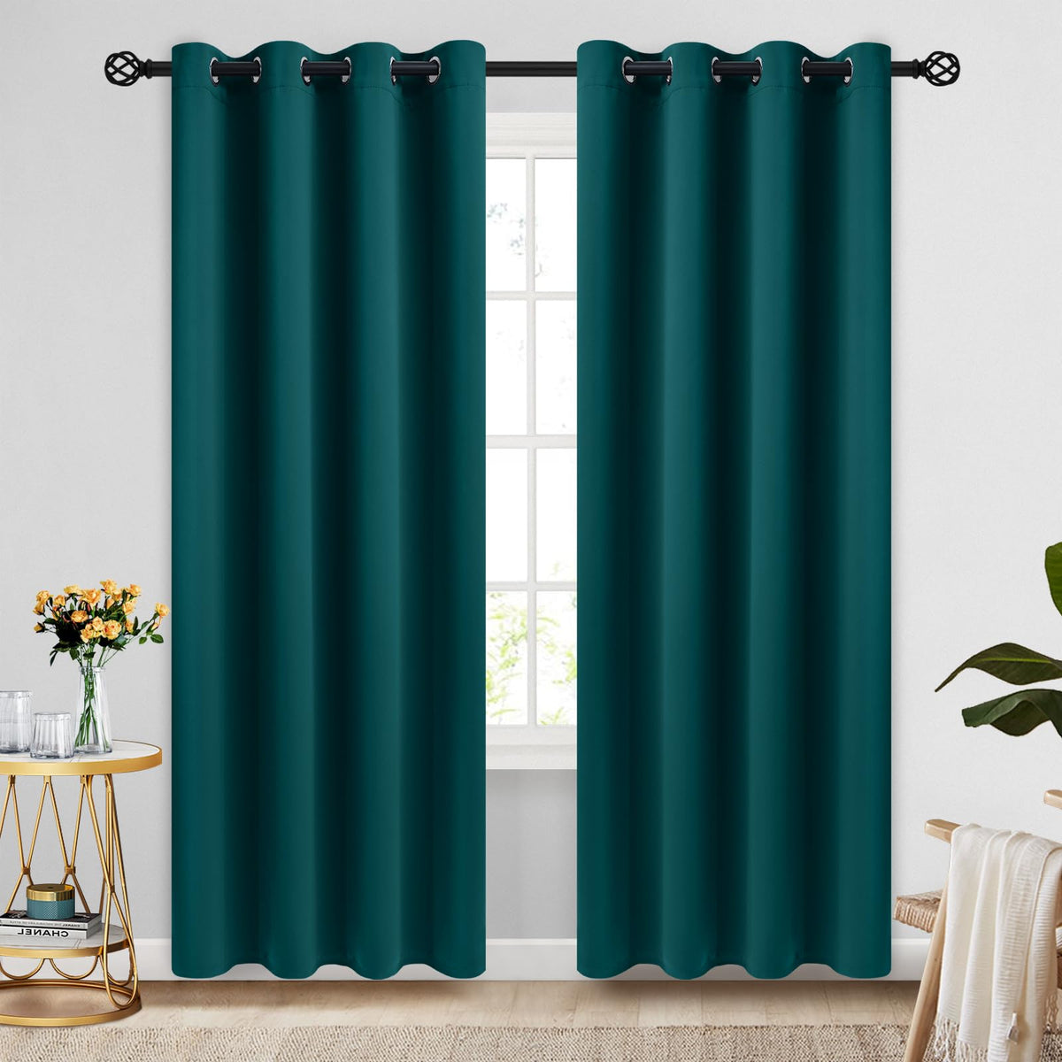 COSVIYA Grommet Blackout Room Darkening Navy Blue Curtains 84 inch Length