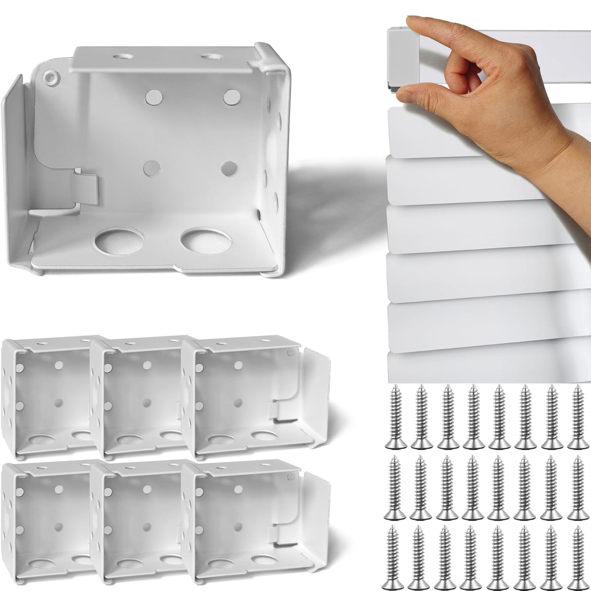 2PCS Mini Blind Brackets, Metal Window Blind Brackets, 2 inch White Window Blinds Headrail Holder Bracket for High Profile Blinds