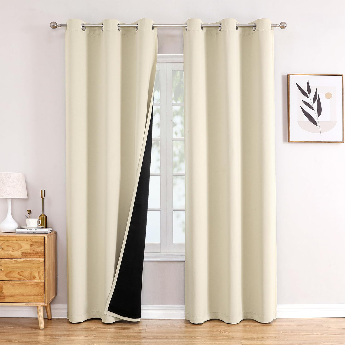 ChrisDowa 100% Blackout Curtains for Bedroom 63 Inches Long 2 Panels Set