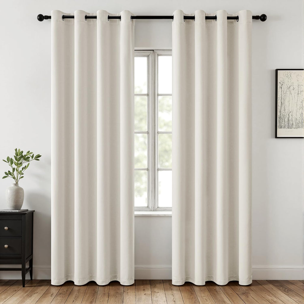 MIULEE Olive Blackout Bedroom Curtains Drapes 84 Inch Long 52"x84"