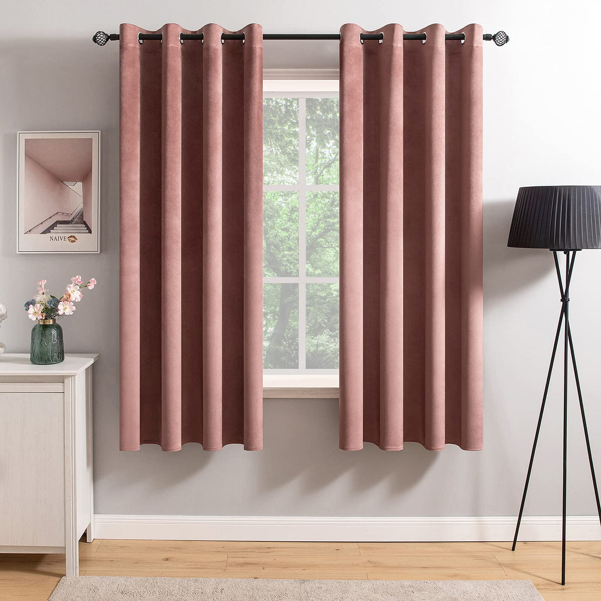 MIULEE Velvet Blackout Curtains Olive Green 52 x 96 Inch Length 2 Panels