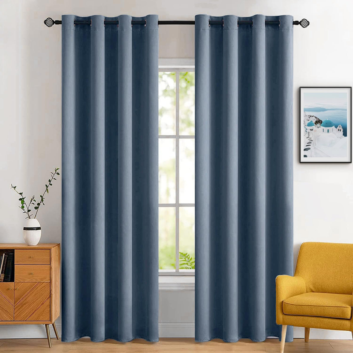 MIULEE Olive Blackout Bedroom Curtains Drapes 84 Inch Long 52"x84"