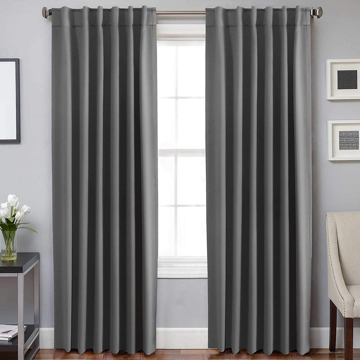 H.VERSAILTEX Blackout Curtains Thermal Insulated Window Treatment Panels Room Darkening Blackout Drapes for Living Room Back Tab/Rod Pocket Bedroom Draperies, 52 x 84 Inch, Light Sage, 2 Panels
