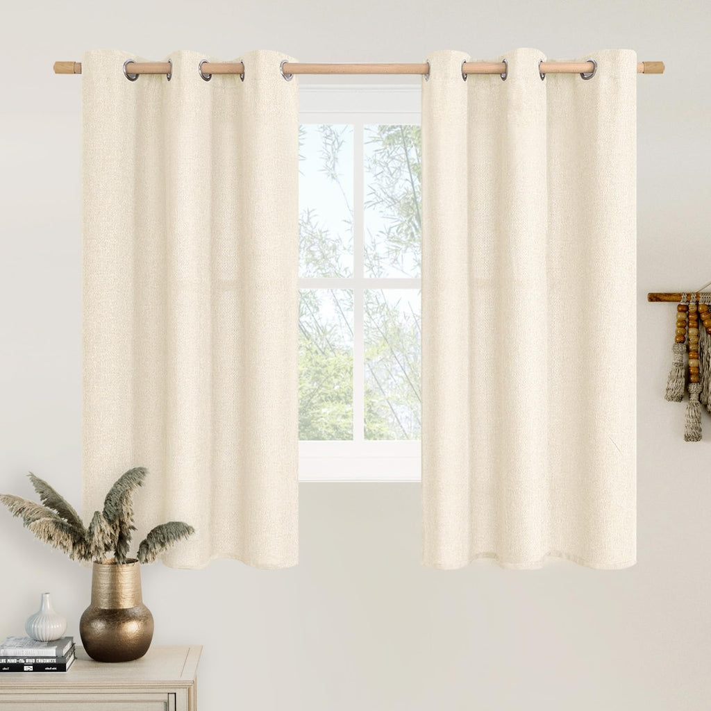 LAMIT 90 Inch Long Oatmeal Linen Curtains for Living Room 2 Panels