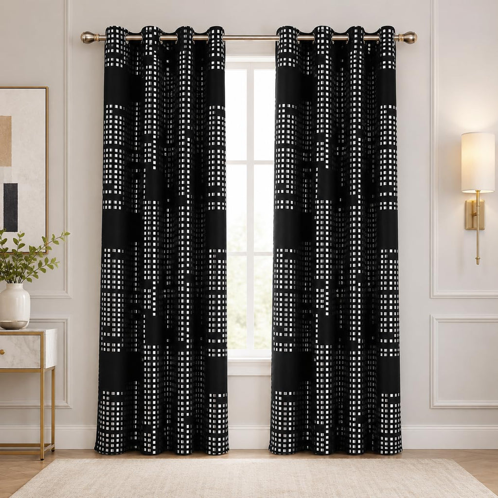 Deconovo Curtains for Living Room, Pattern Blackout Curtains 84 Inches Long