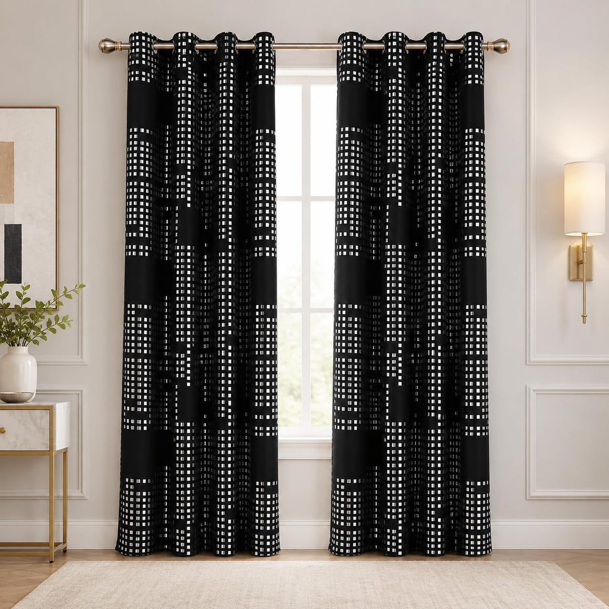 Deconovo Curtains for Living Room, Pattern Blackout Curtains 84 Inches Long