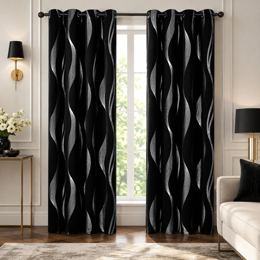 Deconovo Curtains for Living Room, Pattern Blackout Curtains 84 Inches Long