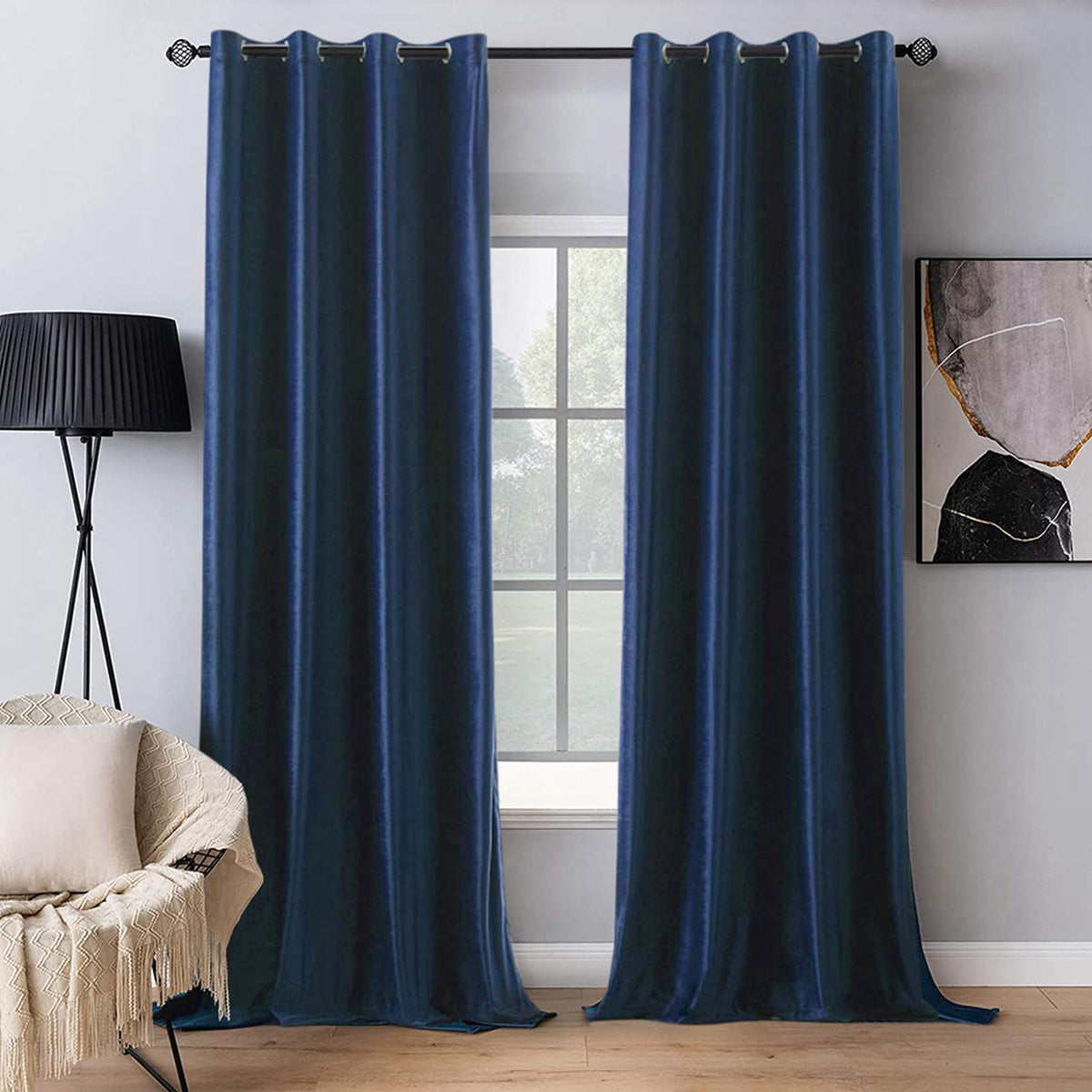 MIULEE Velvet Blackout Curtains Olive Green 52 x 96 Inch Length 2 Panels