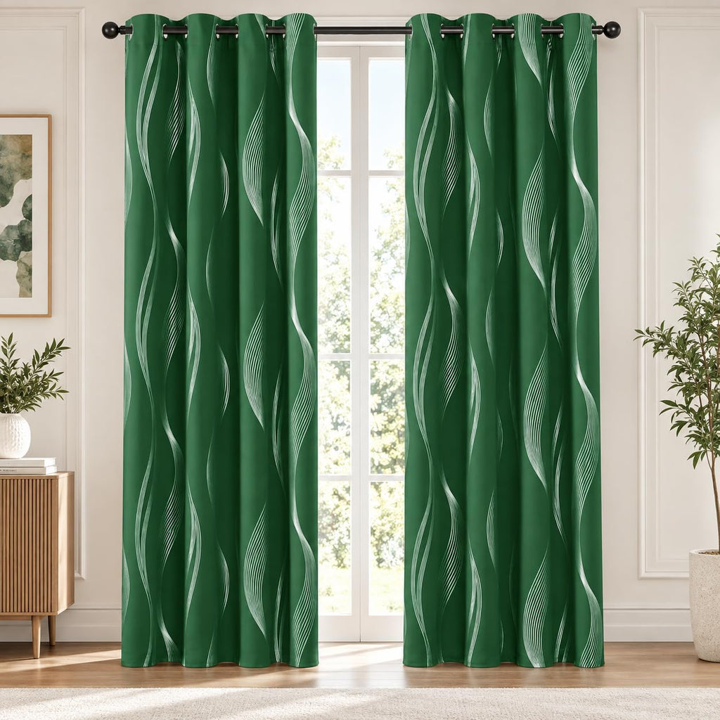 Deconovo Curtains for Living Room, Pattern Blackout Curtains 84 Inches Long