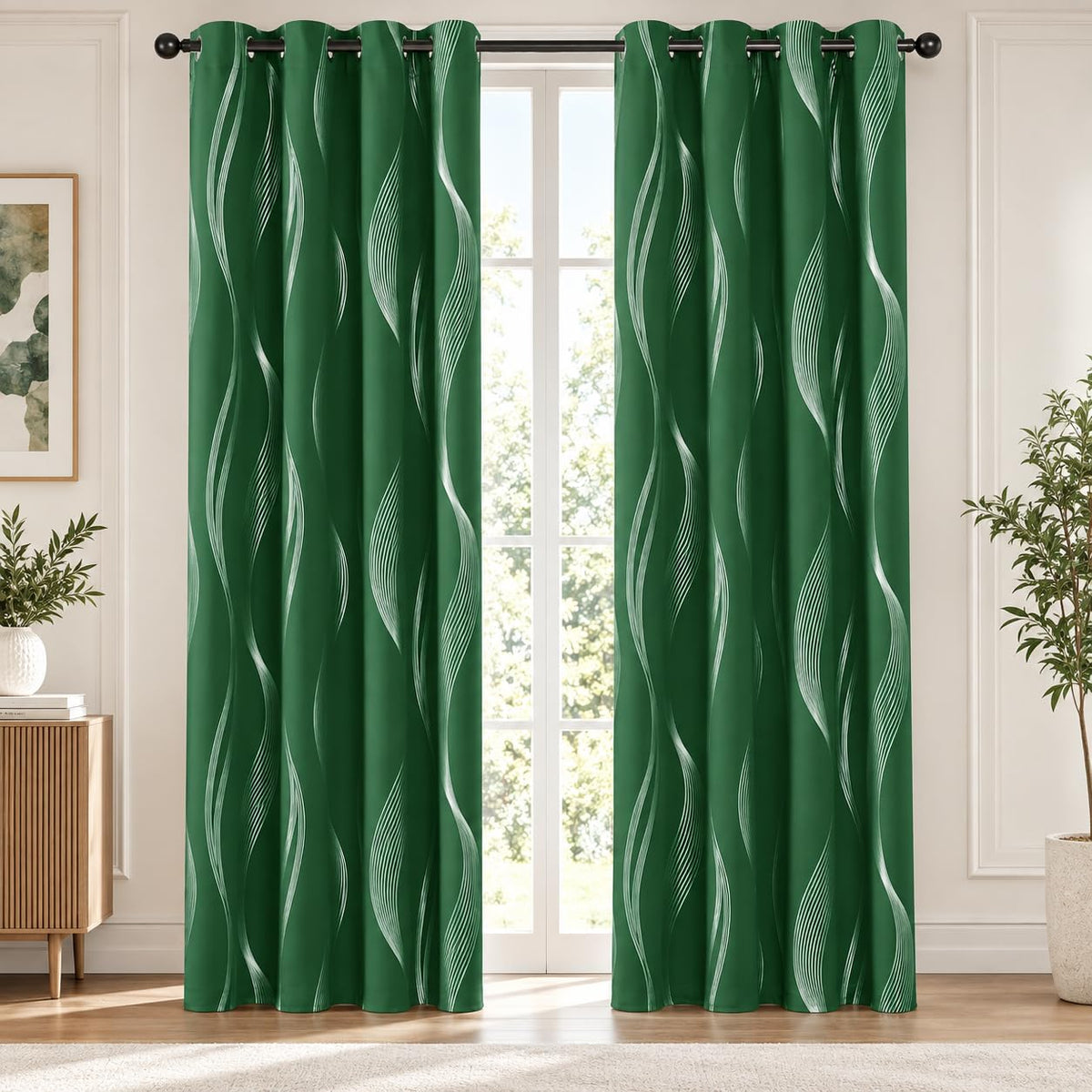 Deconovo Curtains for Living Room, Pattern Blackout Curtains 84 Inches Long