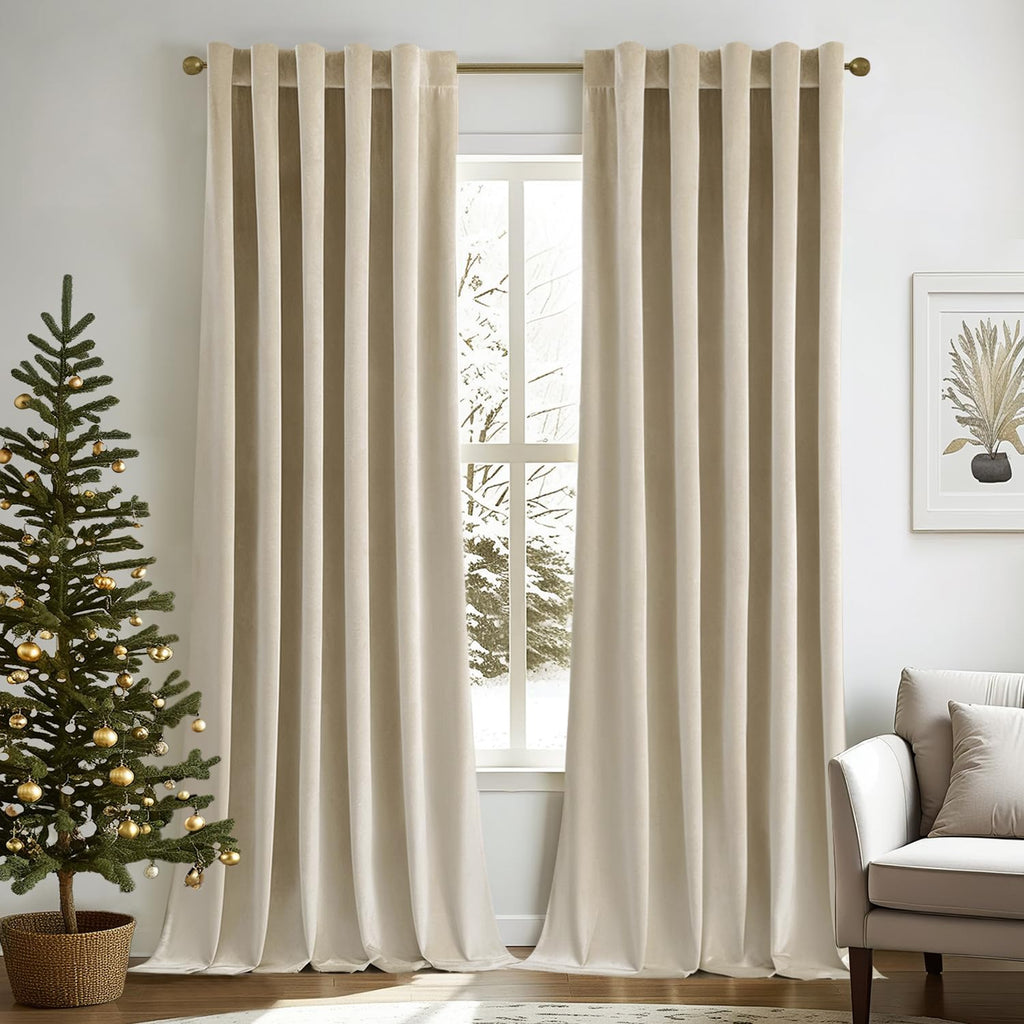 MIULEE Gold Velvet Curtains 52x84 inches Luxury Blackout Curtains