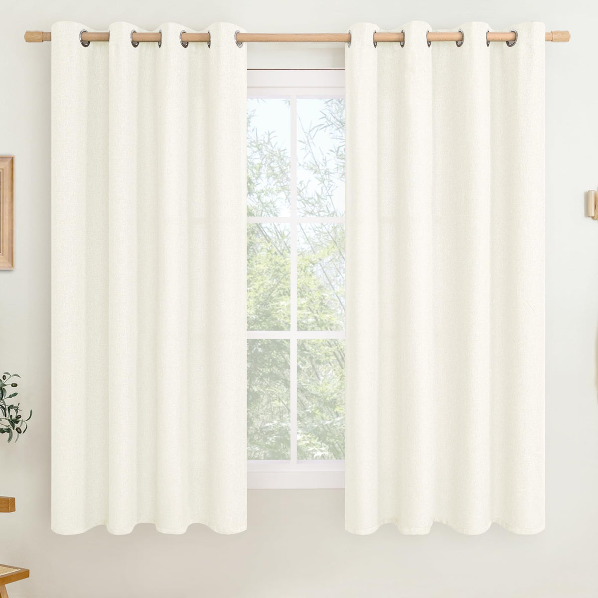 LAMIT 90 Inch Long Oatmeal Linen Curtains for Living Room 2 Panels