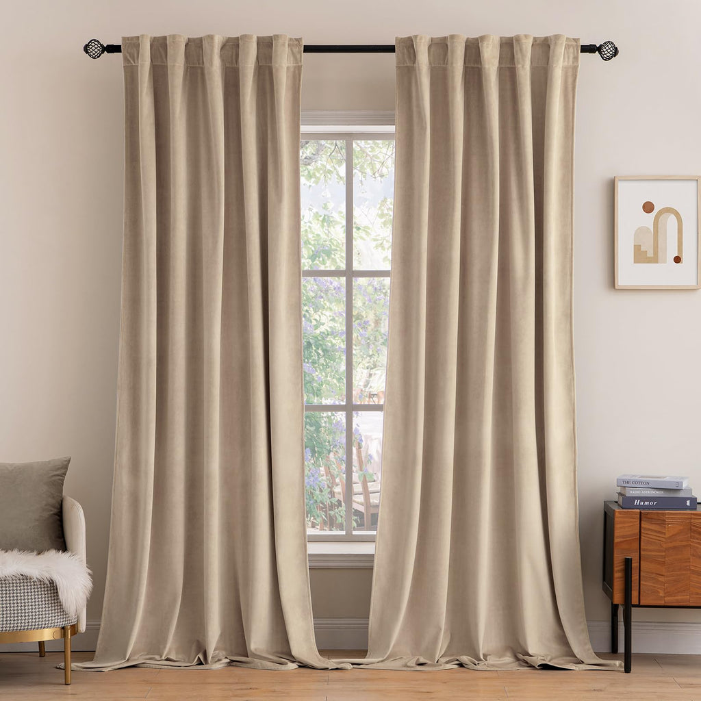 MIULEE Gold Velvet Curtains 52x84 inches Luxury Blackout Curtains