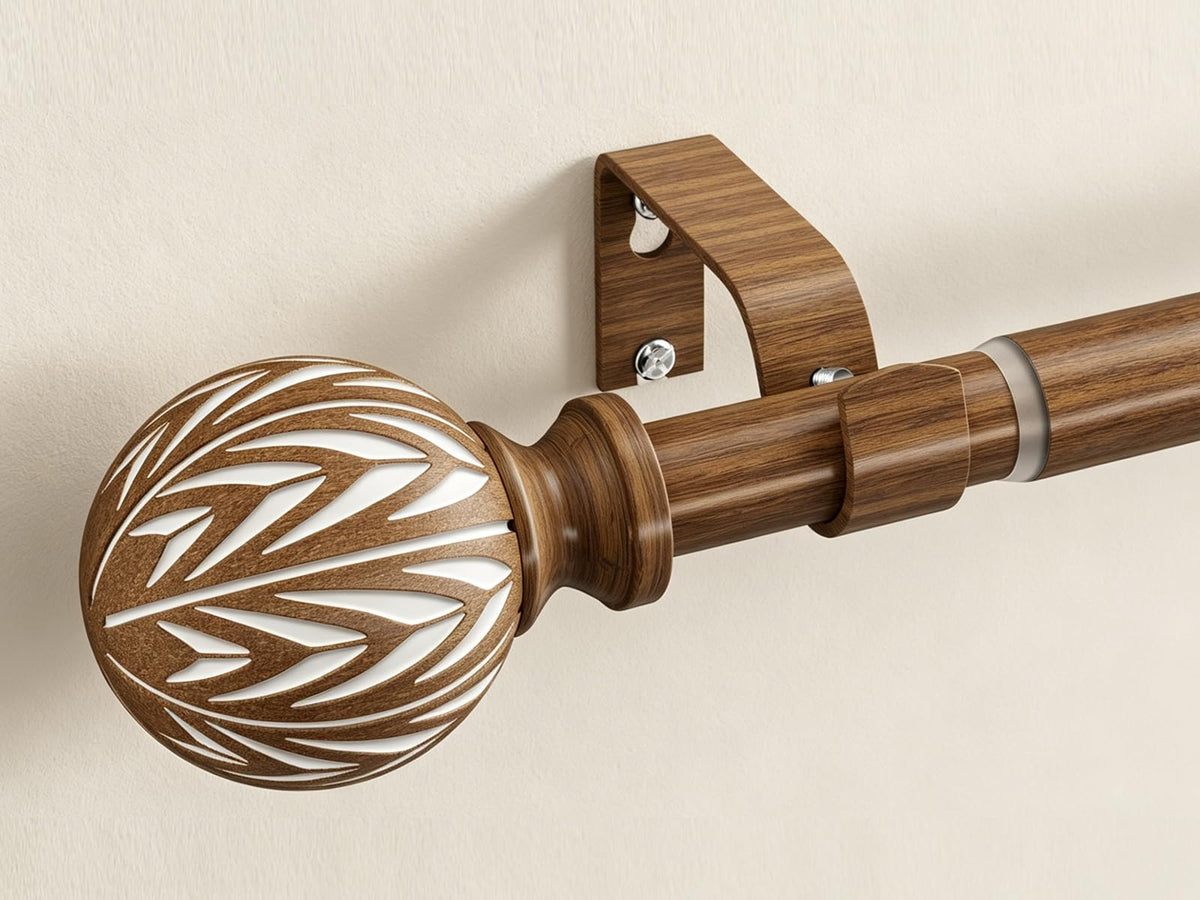 Wood Curtain Rods for Windows 18-45" Adjustable Window Treatment Rods