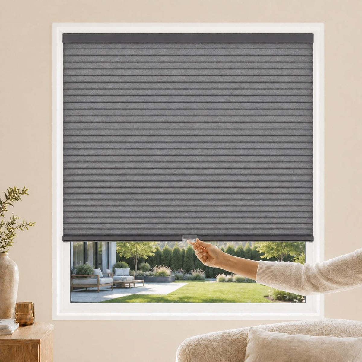 CHICOLOGY Cordless Cellular Shades, Room Darkening, Mist, 46x48