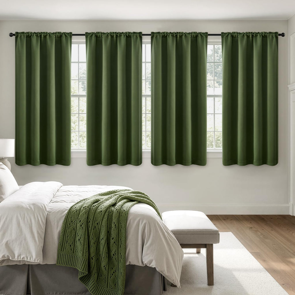 MIULEE Sage Green Blackout Curtains 63 Inch Length for Bedroom 4 Panels