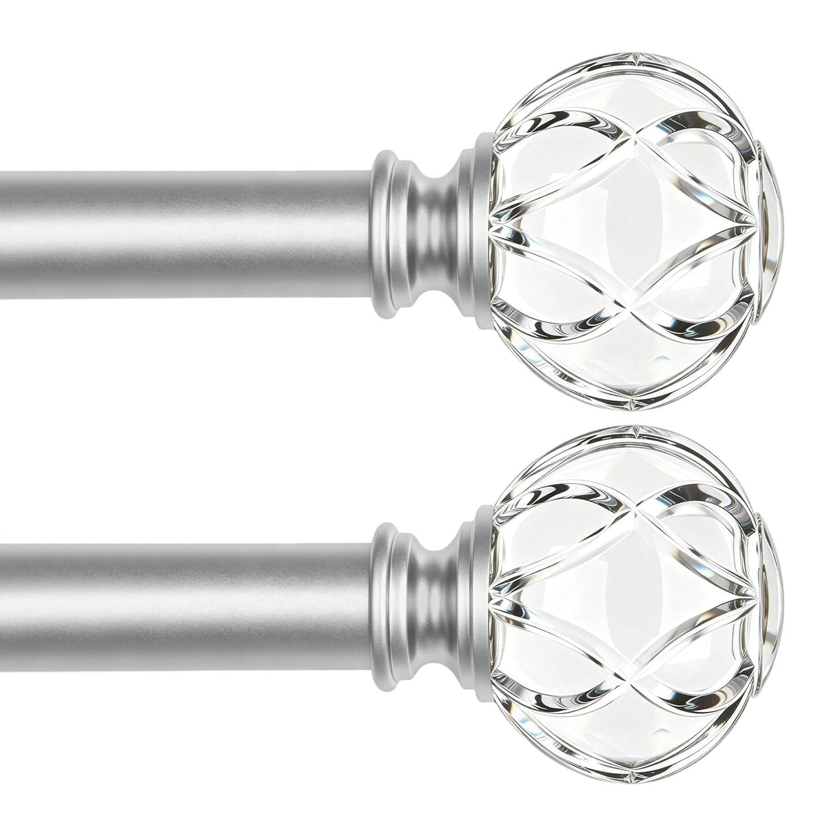 KAMANINA Silver Curtain Rods for Windows 72-144 Inch Heavy Duty Drapery Rod