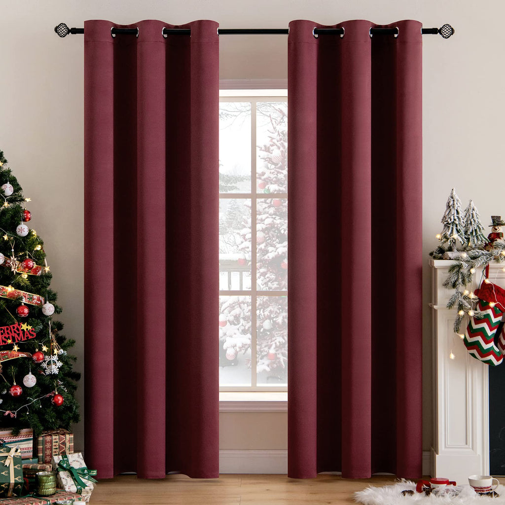 MIULEE Olive Blackout Bedroom Curtains Drapes 84 Inch Long 52"x84"