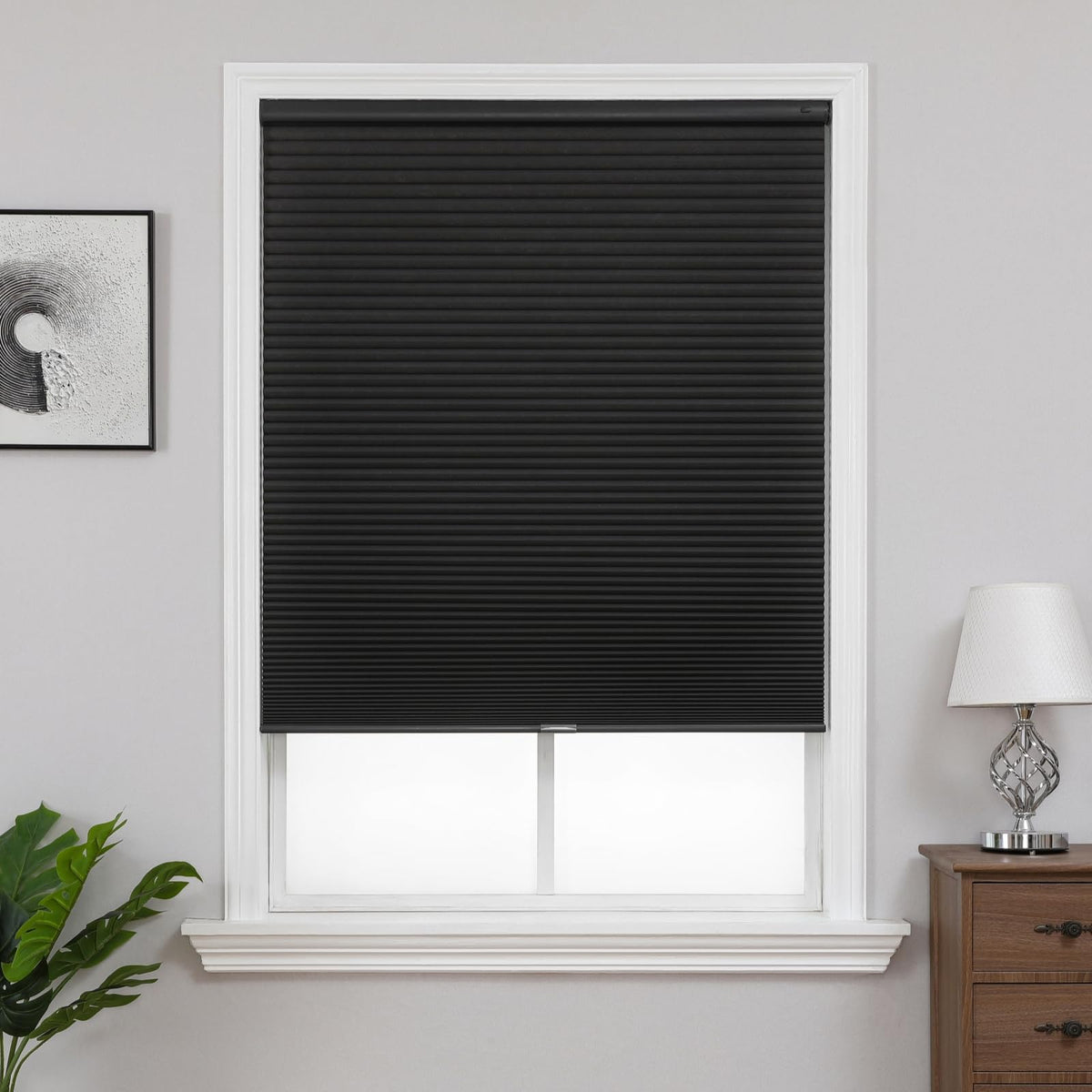 Joydeco No Drill Cordless Blackout Cellular Shades, 35" W x 64" H, Grey