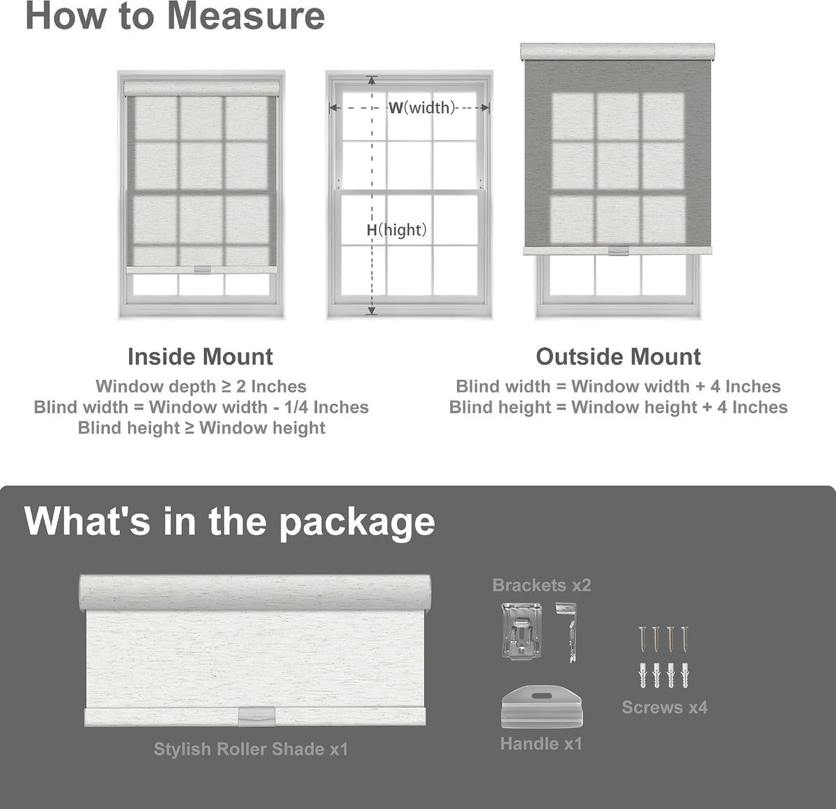 Boolegon Blackout Roller Shades for Windows, Light Beige, Custom Size