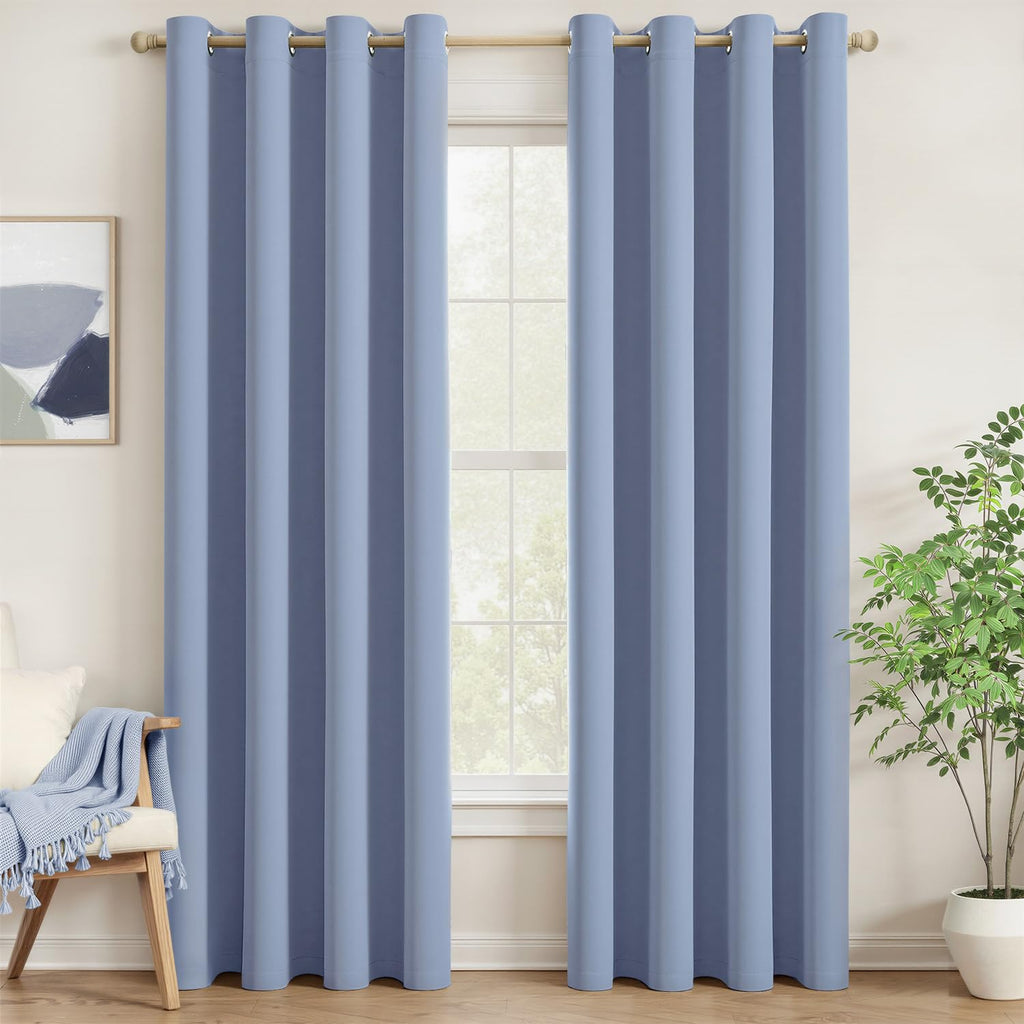 MIULEE Olive Blackout Bedroom Curtains Drapes 84 Inch Long 52"x84"