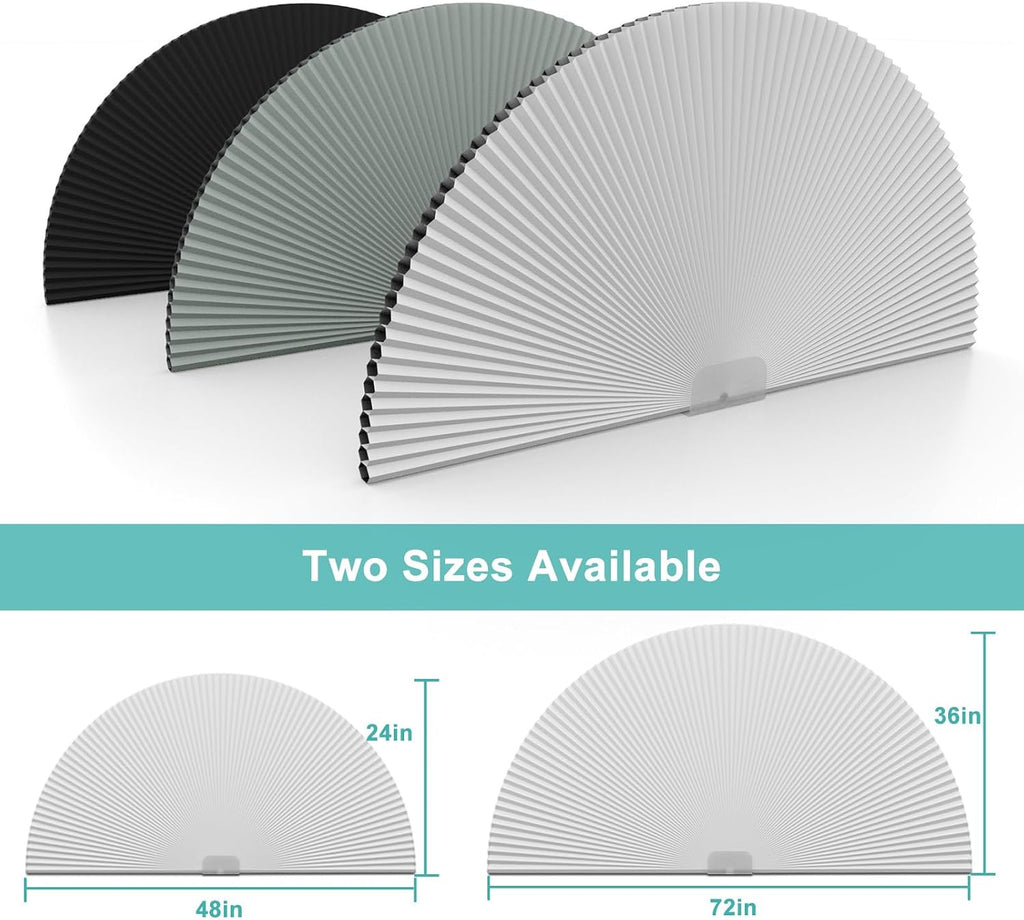 Changshade Arch Window Shades Blackout,Half Moon(Radius:36") Blackout Pleated Window Shades, Half Circle No Drill Cellular Shades for Windows, Easy Cut and Install