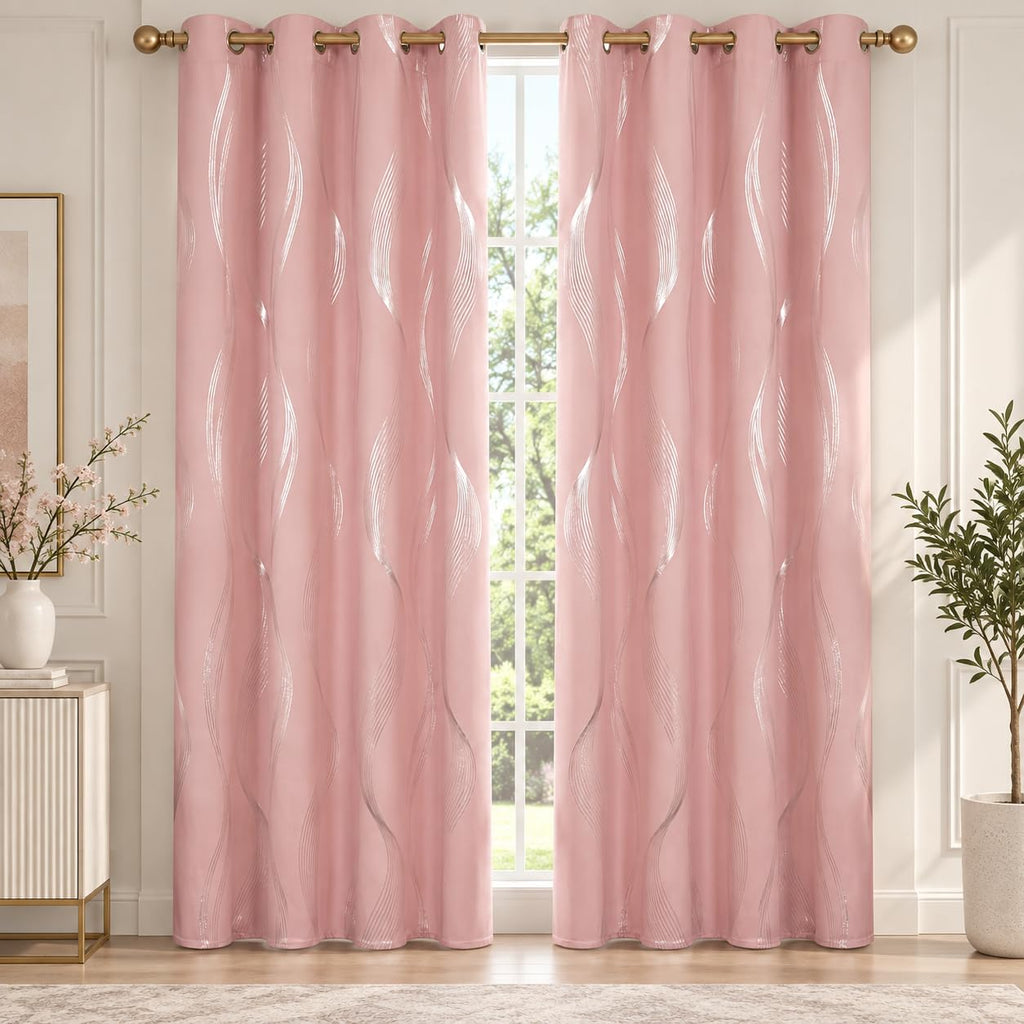 Deconovo Curtains for Living Room, Pattern Blackout Curtains 84 Inches Long
