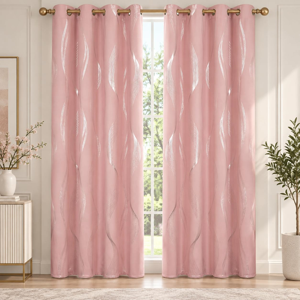 Deconovo Curtains for Living Room, Pattern Blackout Curtains 84 Inches Long