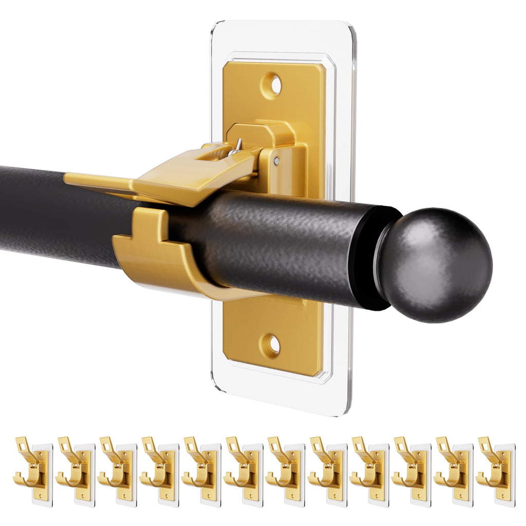Antimbee No-Drill Curtain Rod Holders Brackets, 6-Pack, Self Adhesive-20lbs