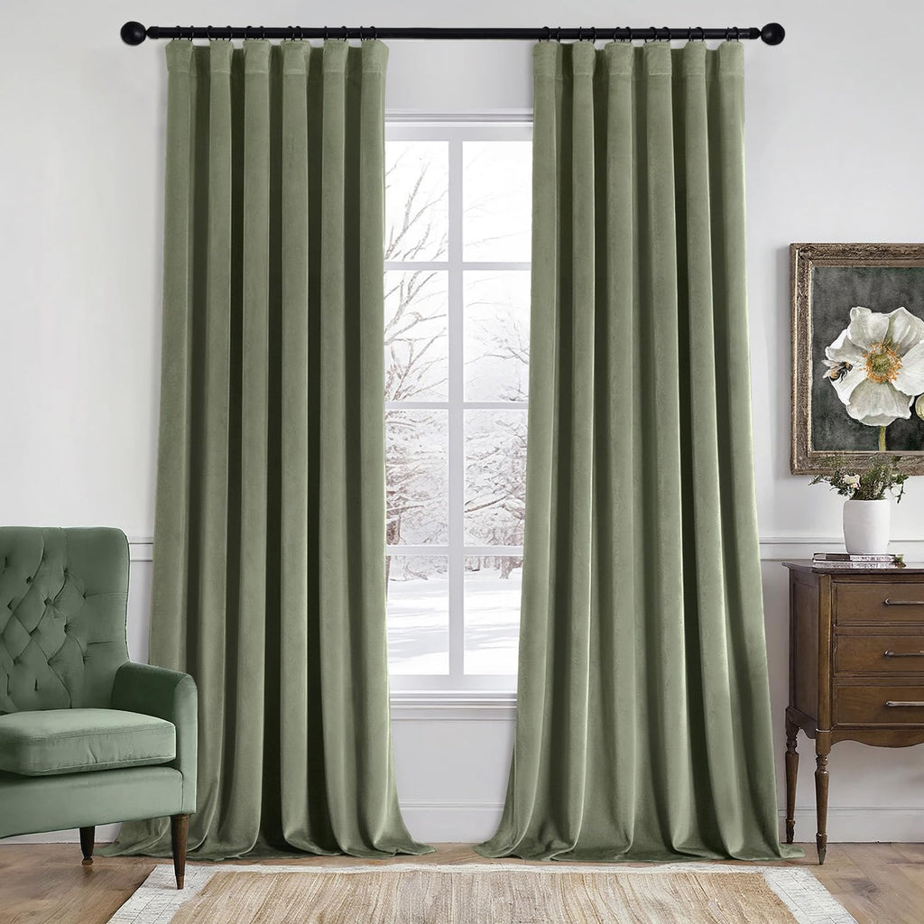 MIULEE Gold Velvet Curtains 52x84 inches Luxury Blackout Curtains