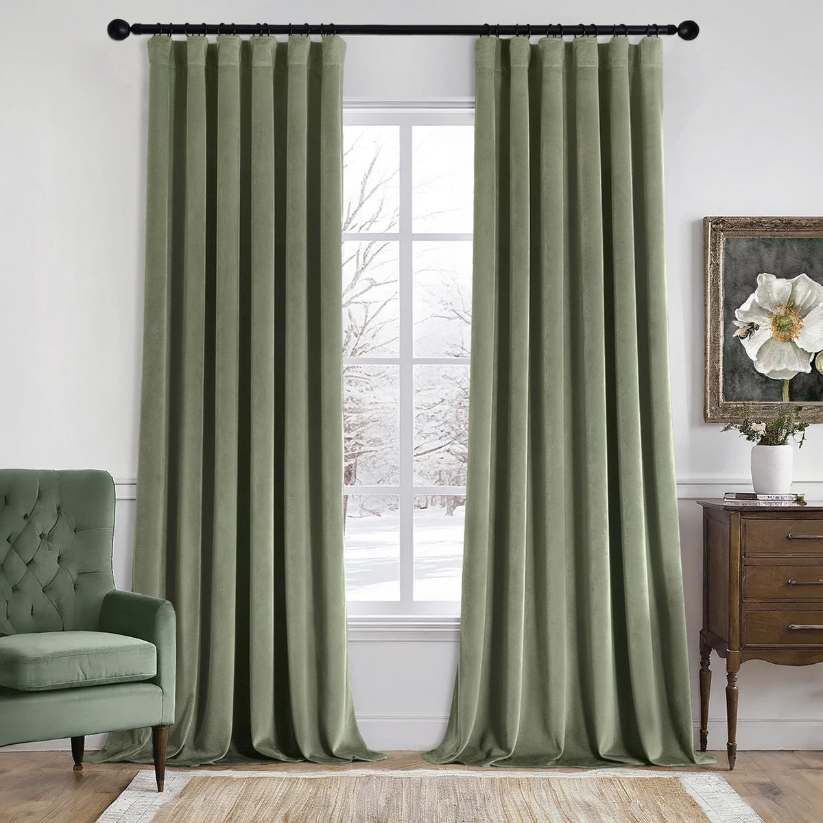 MIULEE Gold Velvet Curtains 52x84 inches Luxury Blackout Curtains