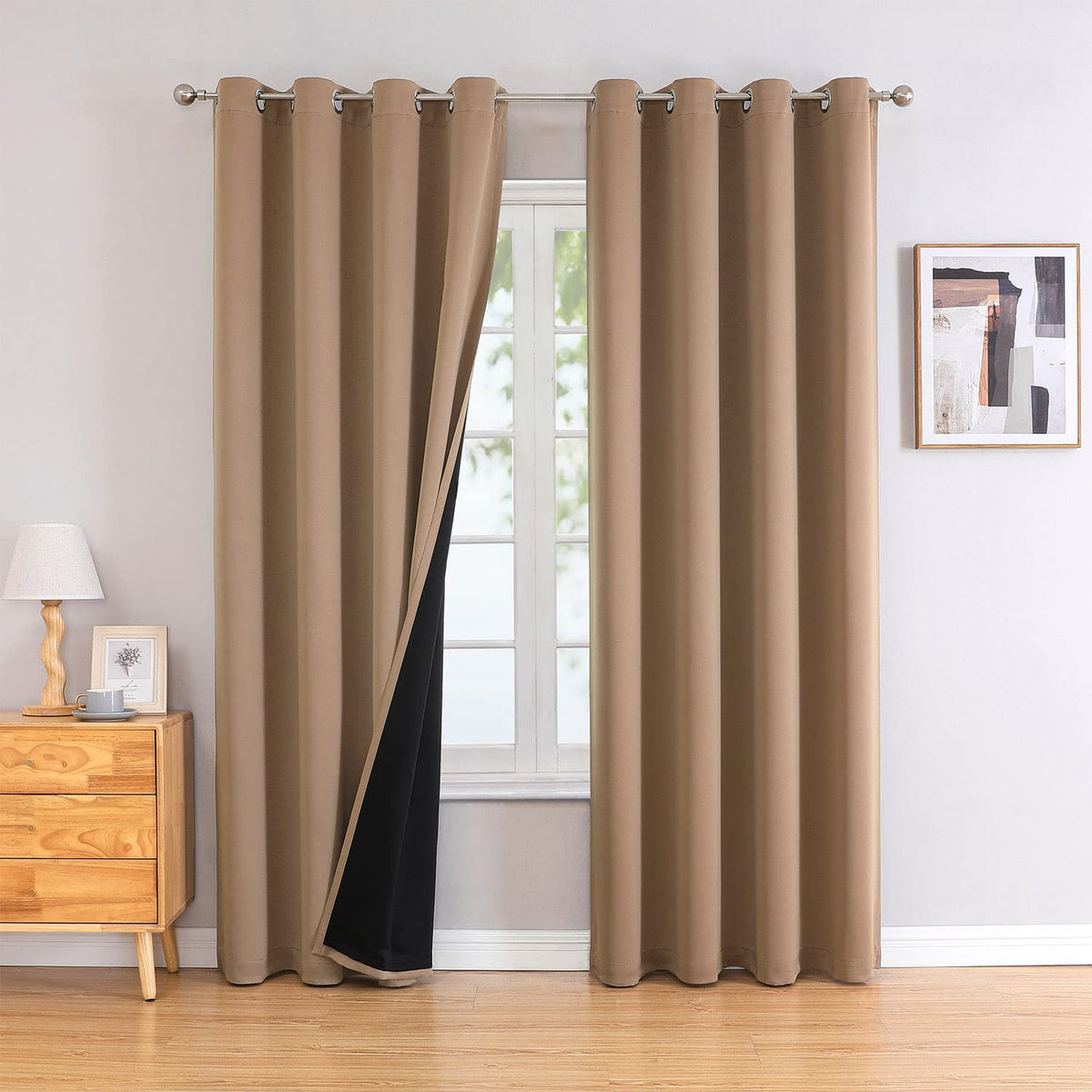ChrisDowa 100% Blackout Curtains for Bedroom 63 Inches Long 2 Panels Set