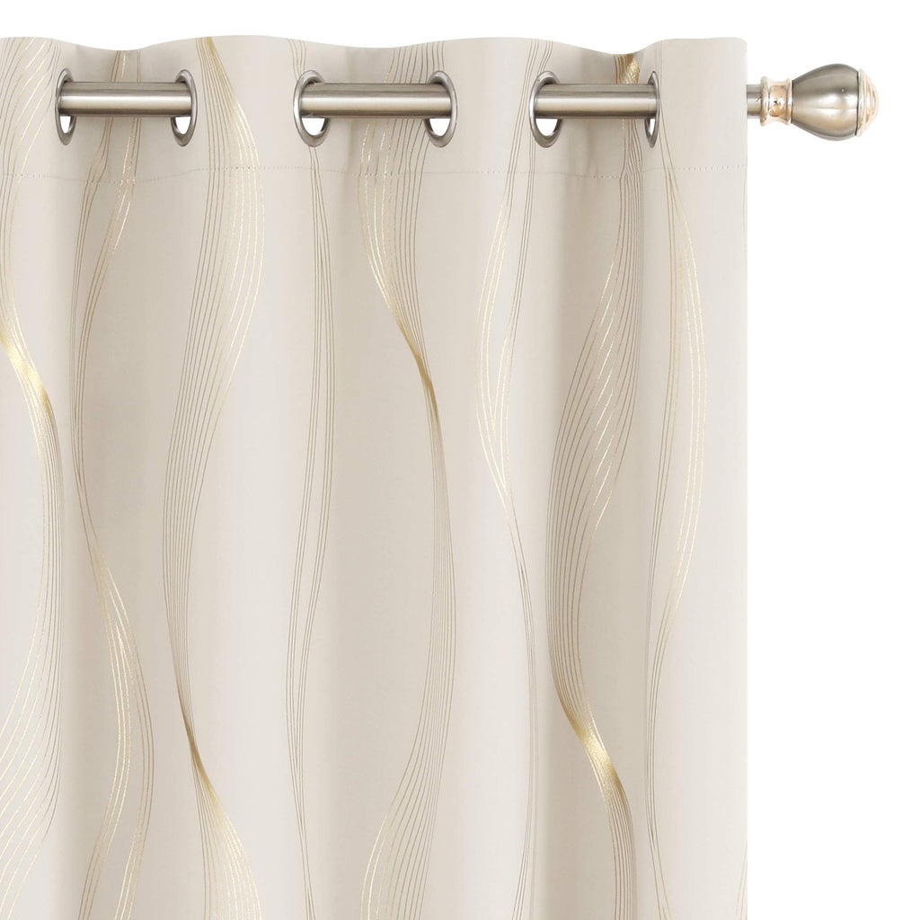 Deconovo Curtains for Living Room, Pattern Blackout Curtains 84 Inches Long